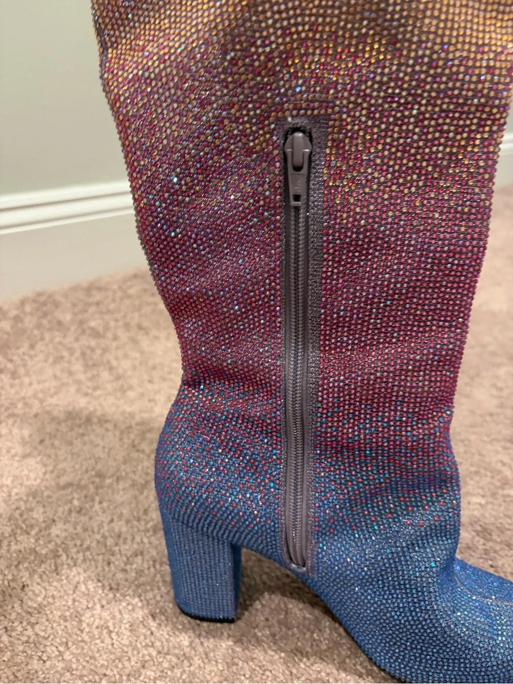 Dillards Women’s Ombre Glitter Knee-High Boots - Gold Pink Blue